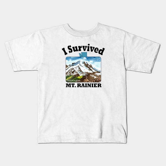 I Survived Mt. Rainier, Washington Kids T-Shirt by MMcBuck